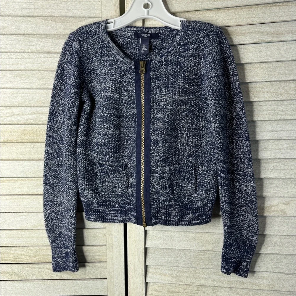 Gap Kids. Blue & White Knit Zip-Up Sweater. Size Small. Great Condition